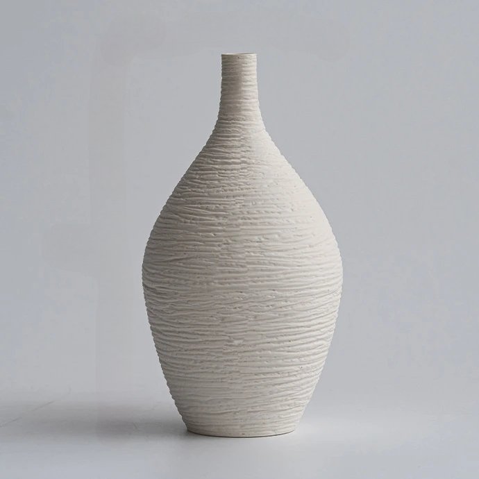 Raue Oberfläche Minimalistische Vase | Weiß - Vivari Livings